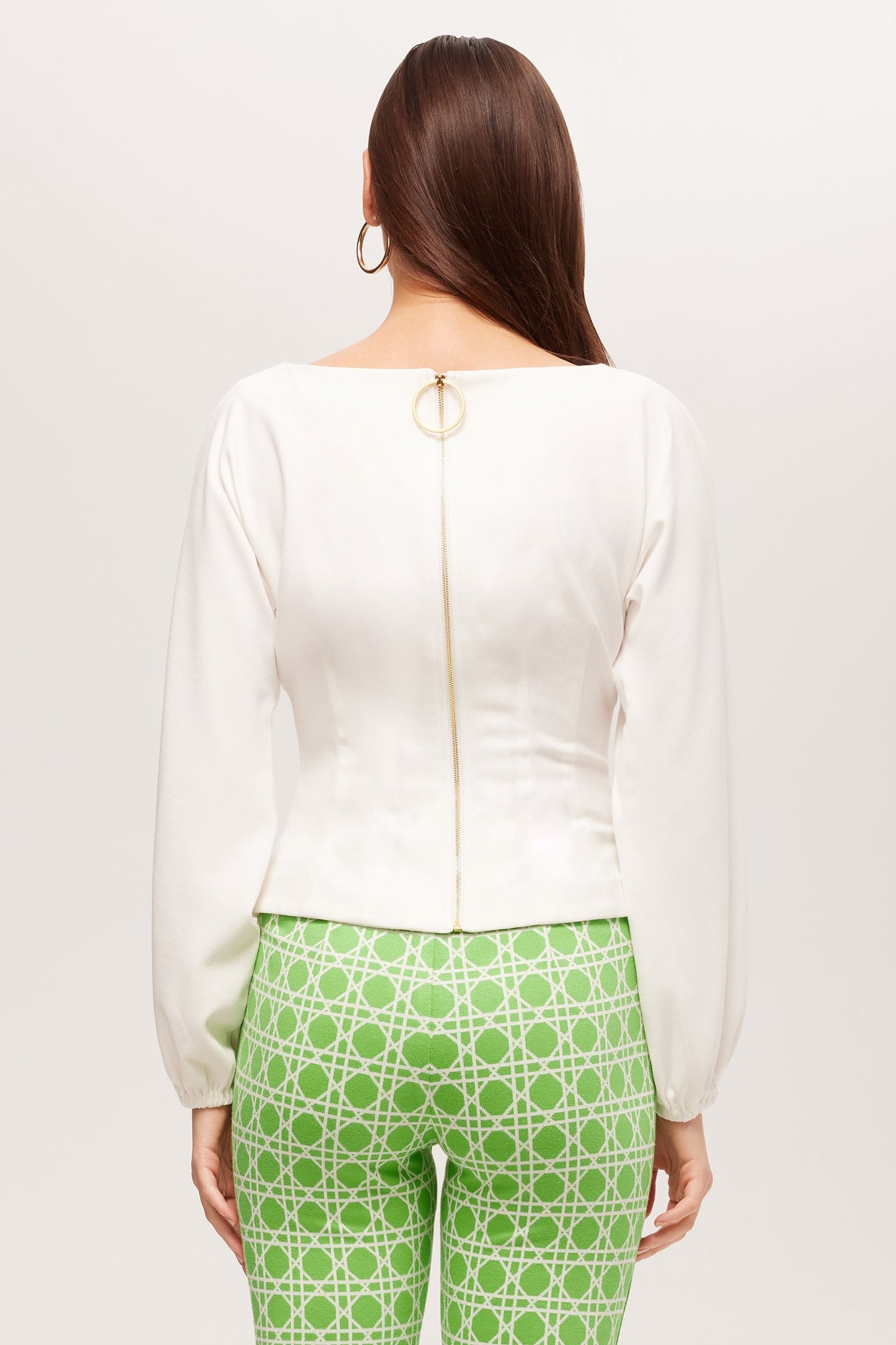 Trina Turk Prime Long-Sleeve Boatneck Top - Cozy Ponte