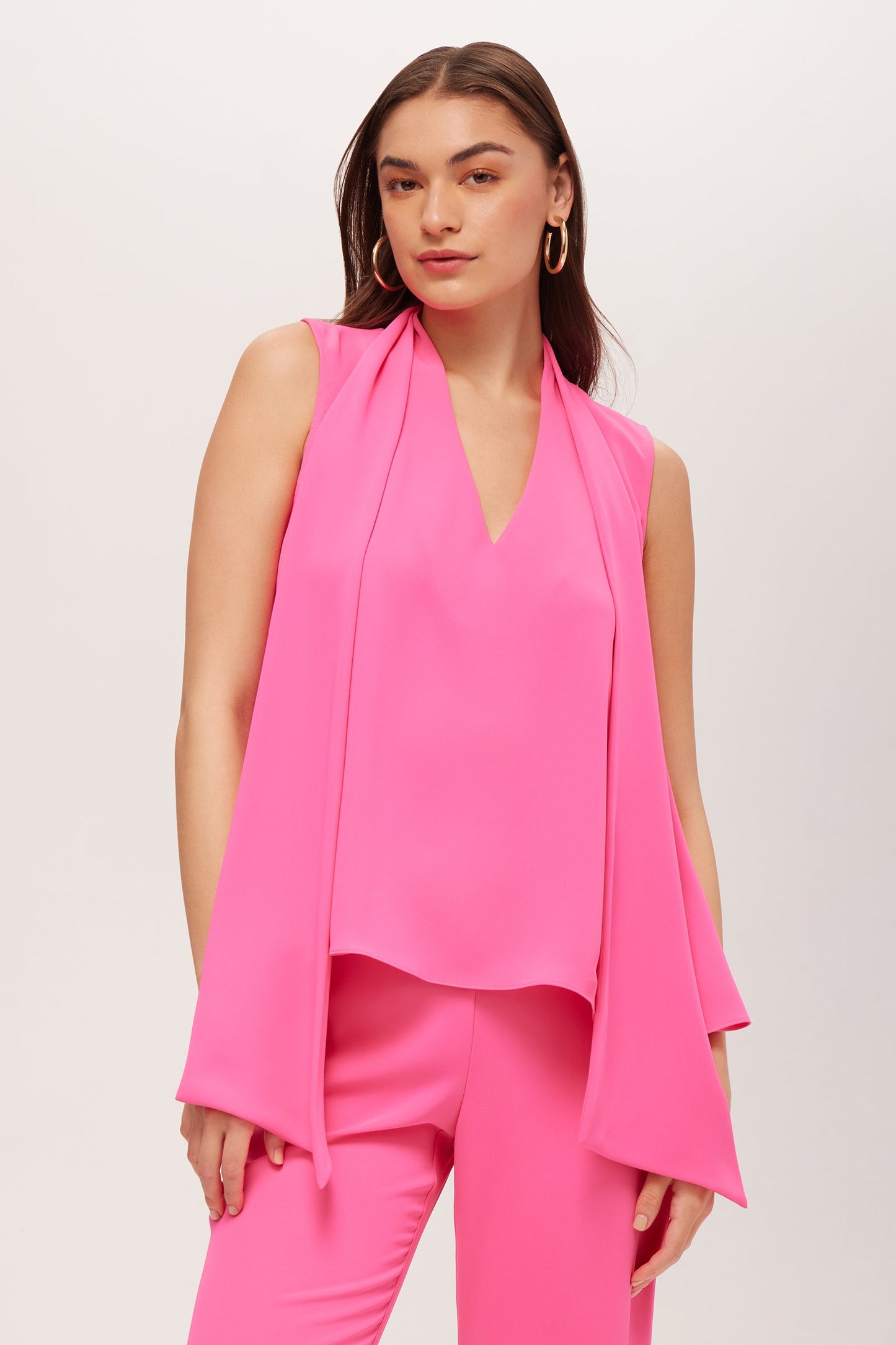 Trina Turk Circuit Sleeveless V-Neck Top - Double Georgette