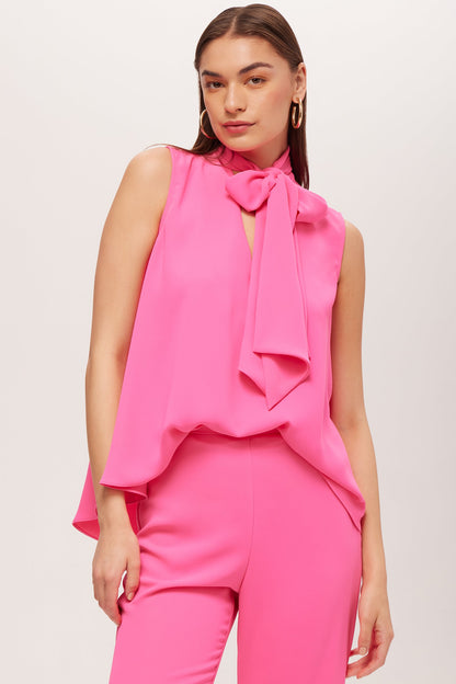 Trina Turk Circuit Sleeveless V-Neck Top - Double Georgette