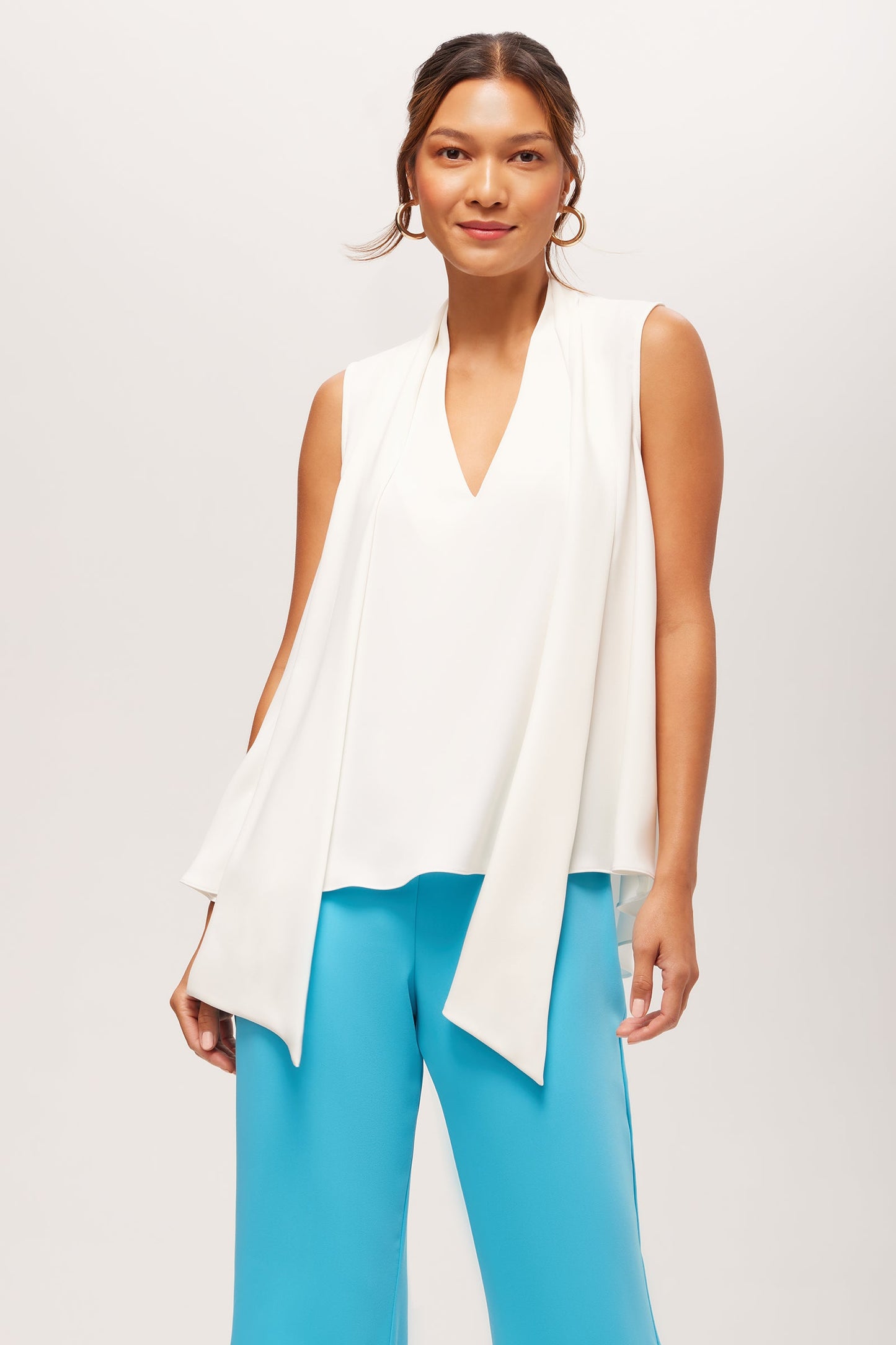Trina Turk Circuit Sleeveless V-Neck Top - Double Georgette