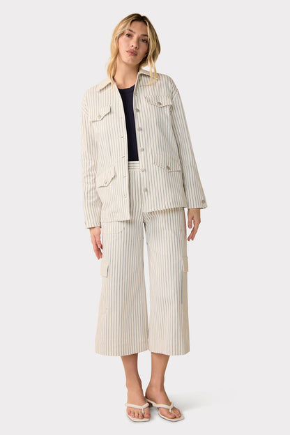 Trina Turk Agassi Wide-Leg Cargo Pant - Seles Stripe