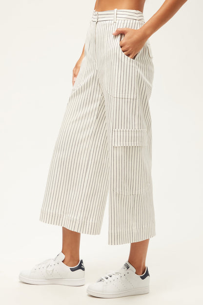 Trina Turk Agassi Wide-Leg Cargo Pant - Seles Stripe