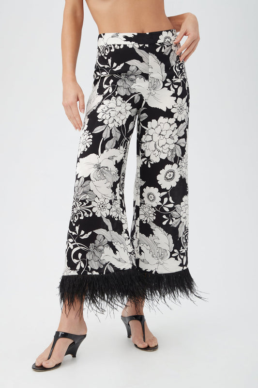 Trina Turk Short Weekend Feather-Trimmed Pant