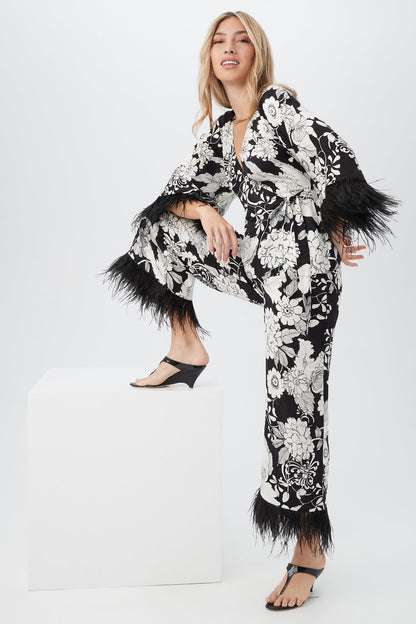 Trina Turk Short Weekend Feather-Trimmed Pant