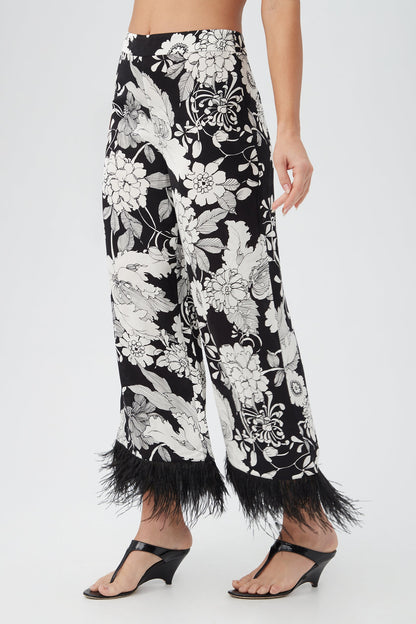 Trina Turk Short Weekend Feather-Trimmed Pant