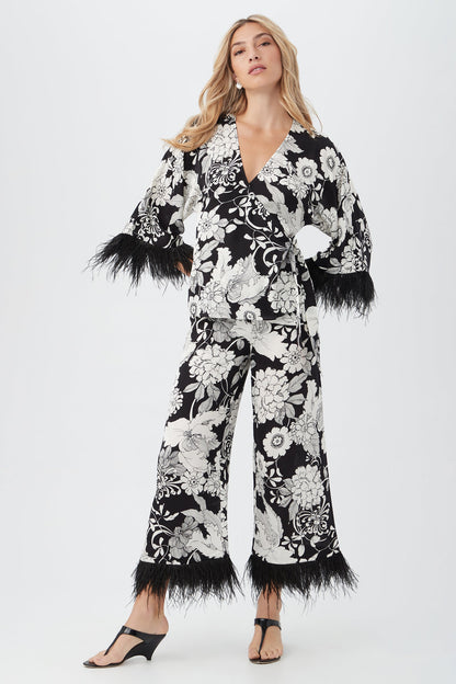 Trina Turk Short Weekend Feather-Trimmed Pant