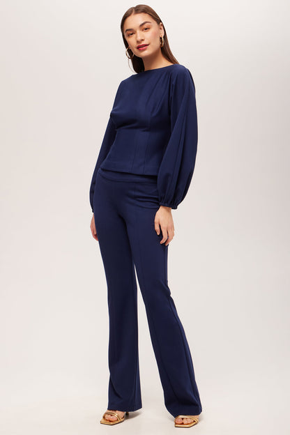 Trina Turk Becker High-Waist Flared Pant - Cozy Ponte