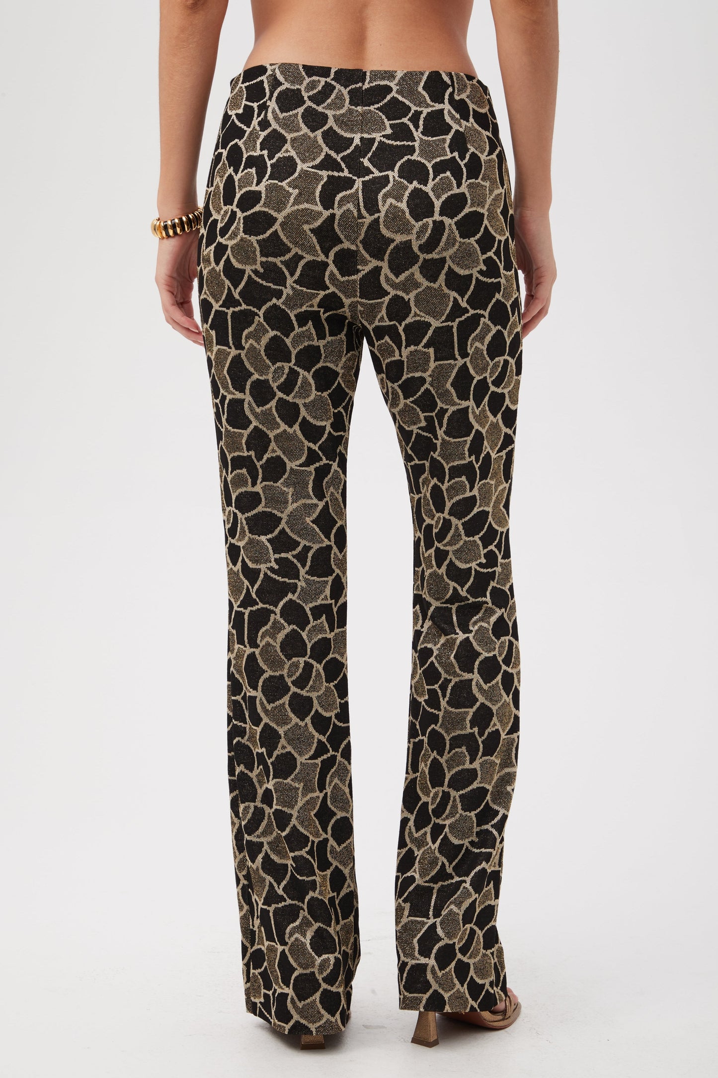 Trina Turk Jacoba Metallic Knit Jacquard Bootcut Pant