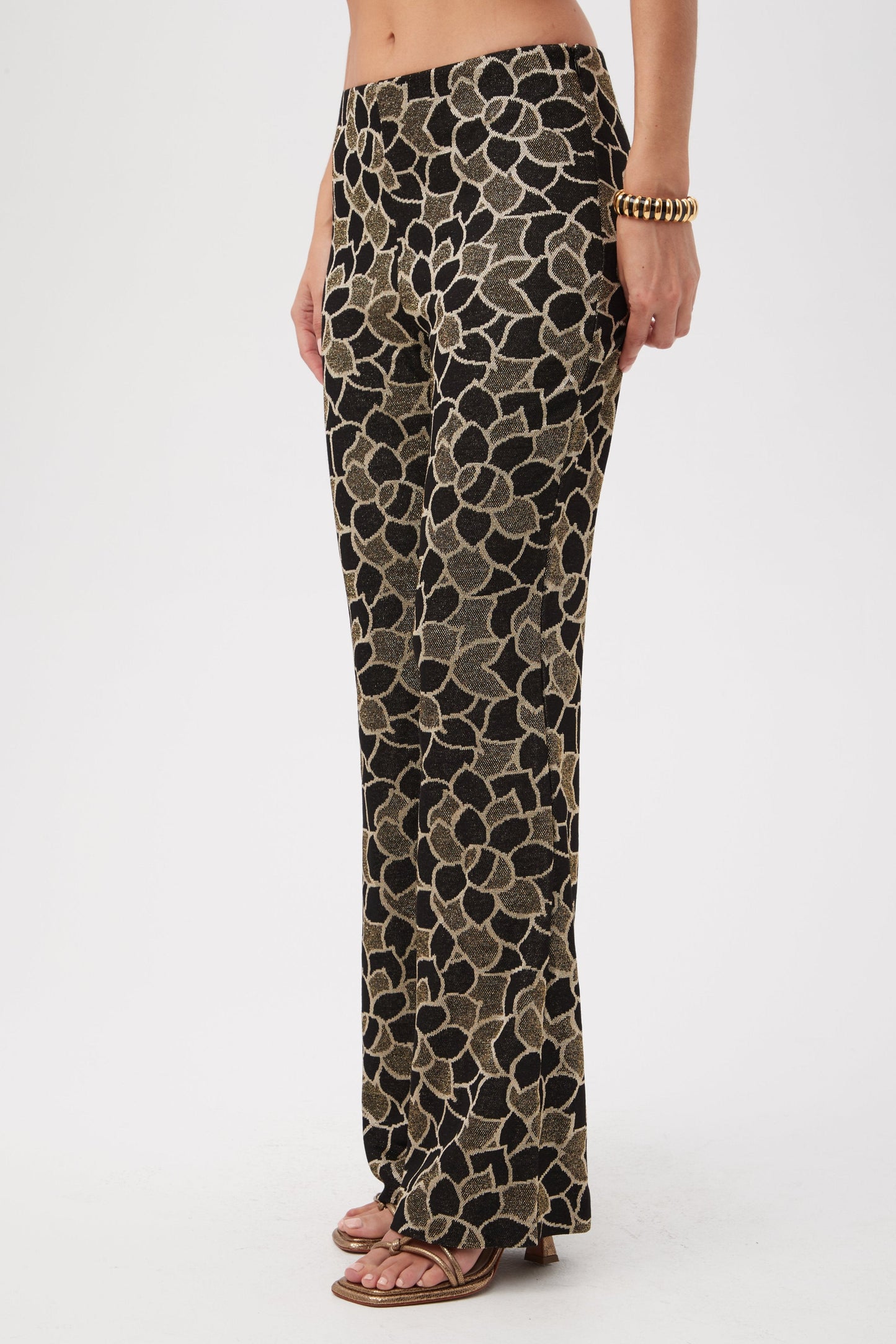 Trina Turk Jacoba Metallic Knit Jacquard Bootcut Pant