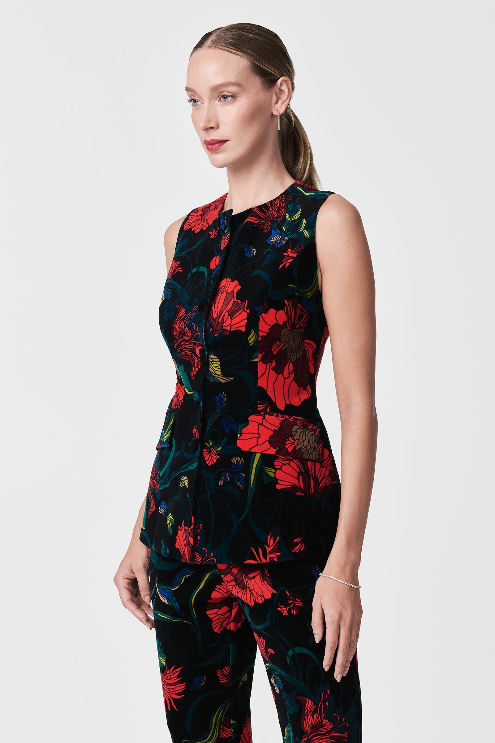 Trina Turk Kary Printed Velvet Vest