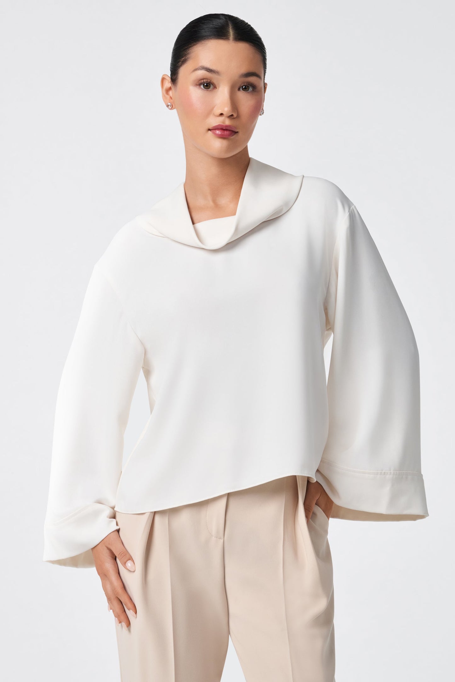 Trina Turk Staged Folded Collar Top