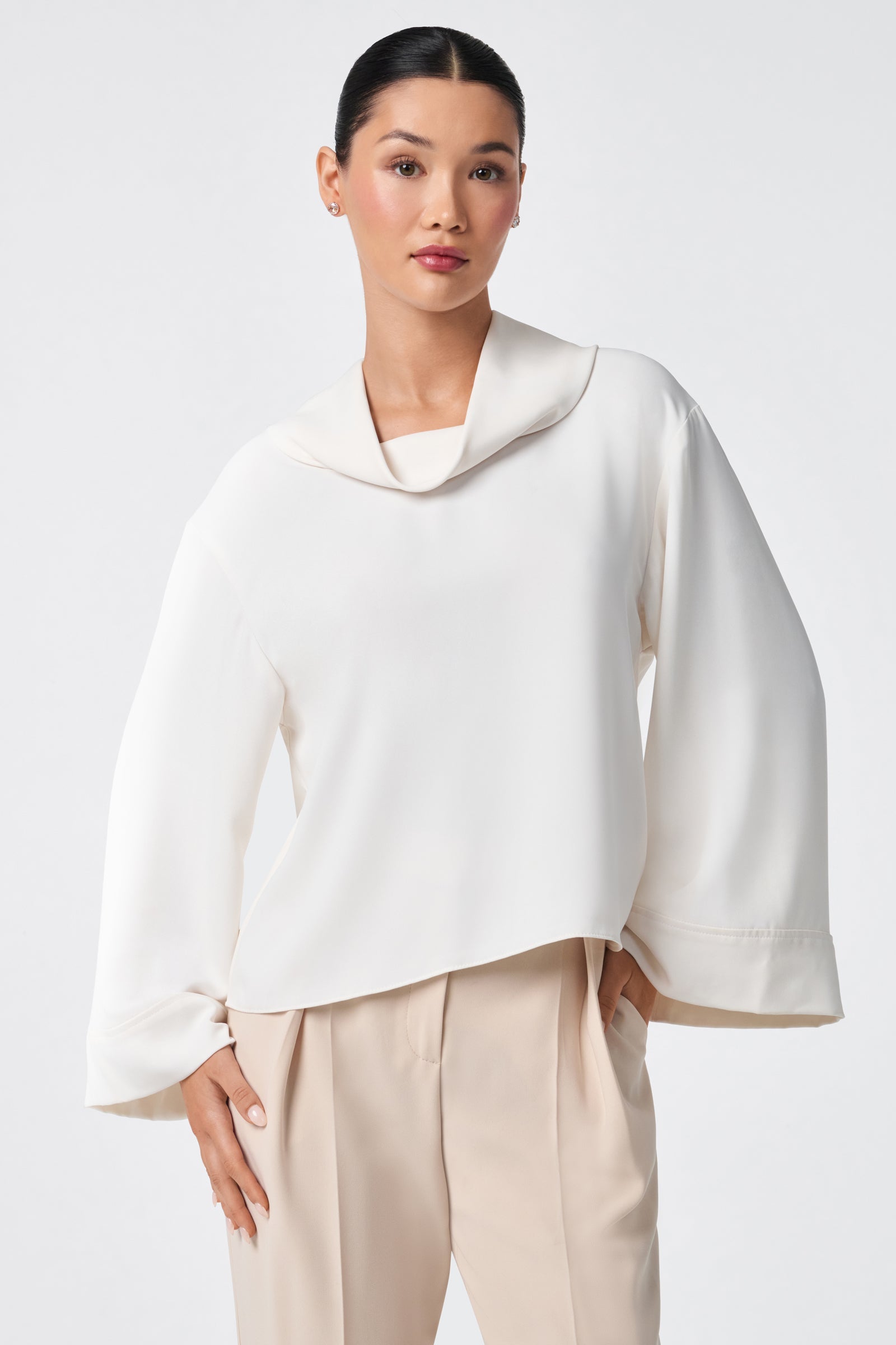 Trina Turk Staged Folded Collar Top