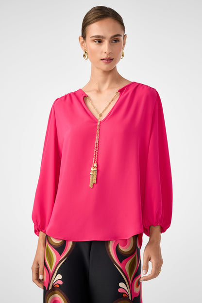 Trina Turk Morabi Split-Neck Top
