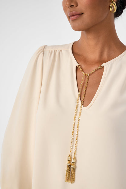 Trina Turk Morabi Split-Neck Top