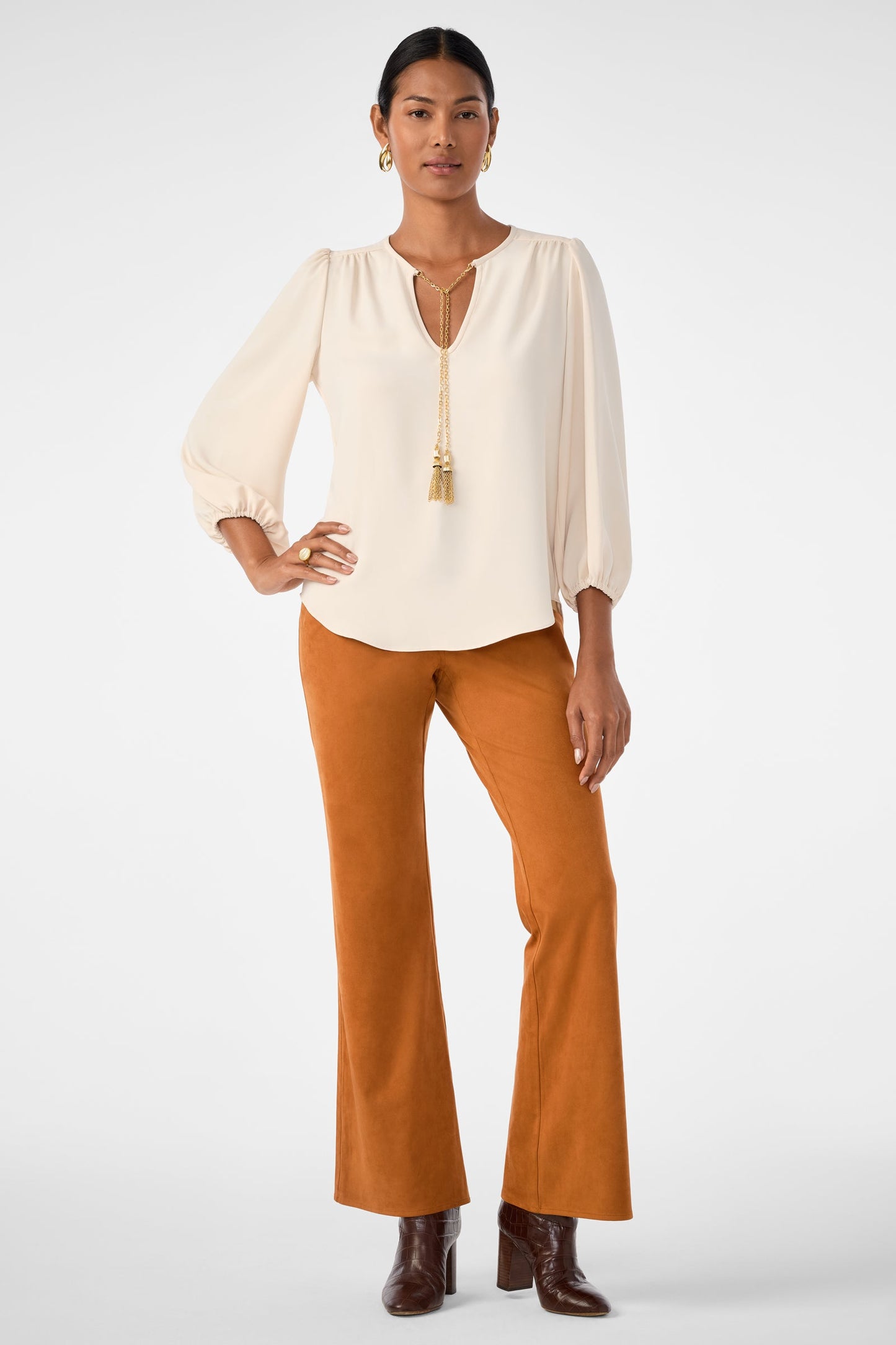 Trina Turk Morabi Split-Neck Top