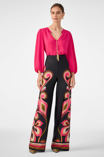 Trina Turk Morabi Split-Neck Top