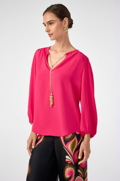 Trina Turk Morabi Split-Neck Top