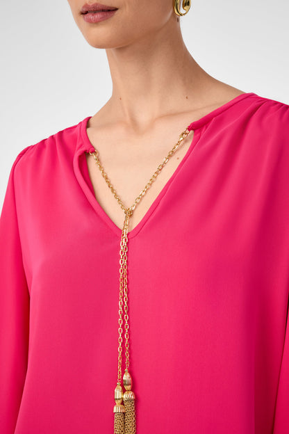 Trina Turk Morabi Split-Neck Top