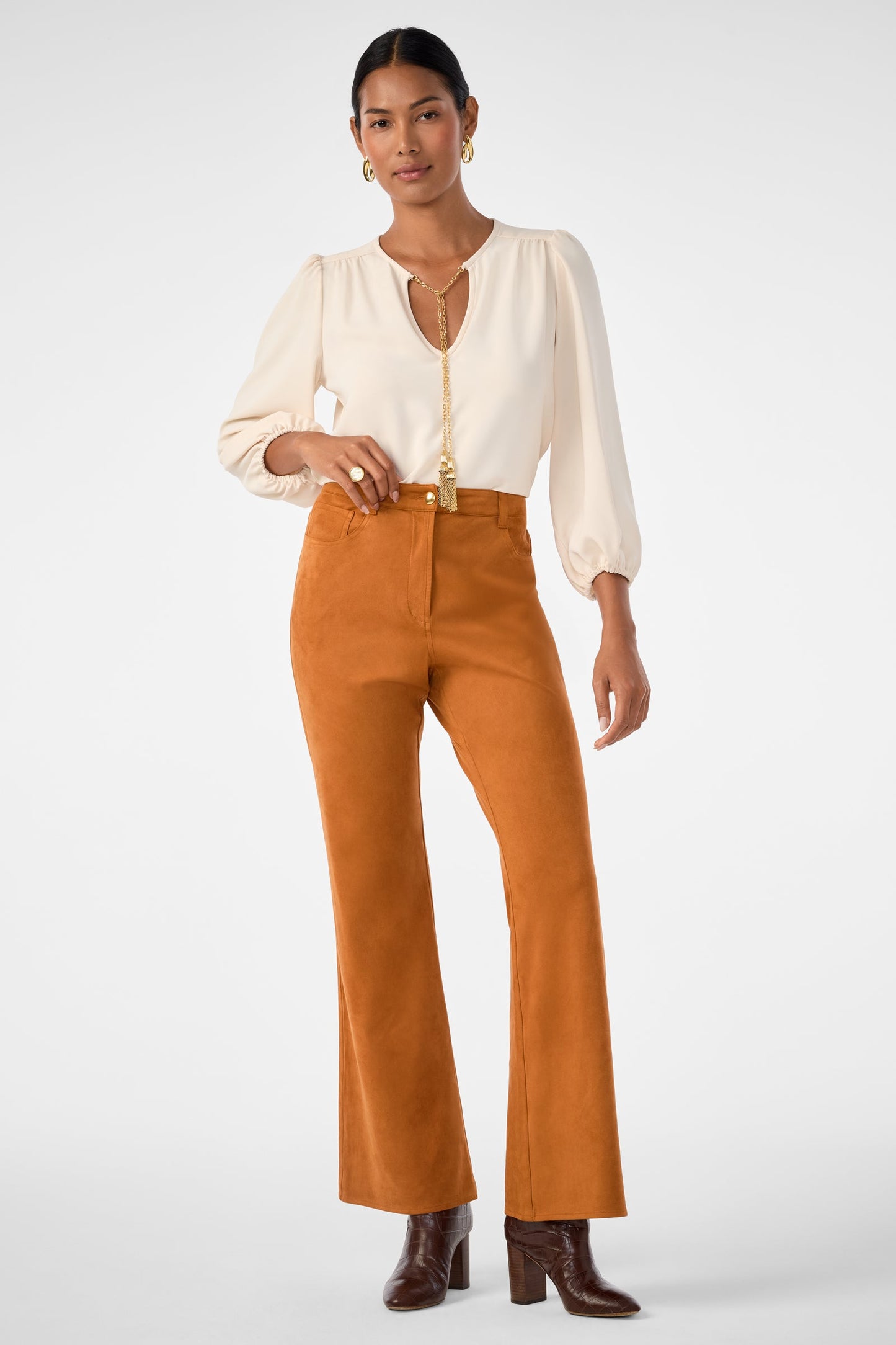 Trina Turk Morabi Split-Neck Top