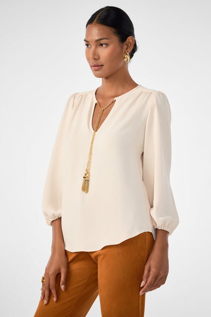 Trina Turk Morabi Split-Neck Top
