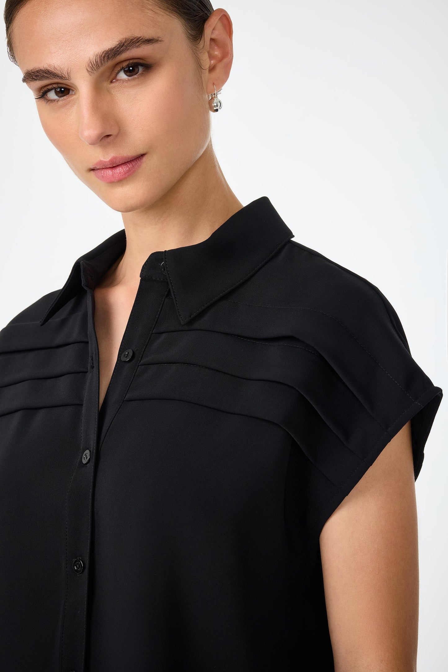 Trina Turk Cheri Pleated Button-Front Top