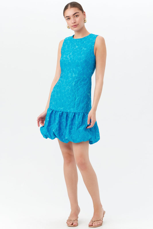 Trina Turk Chiara Villa Jovis Jacquard Bubble-Hem Dress