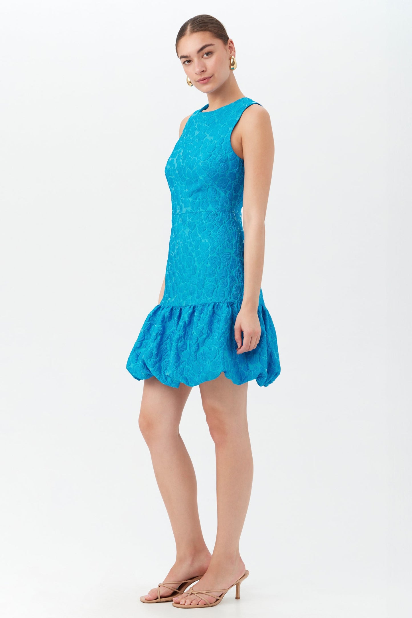 Trina Turk Chiara Villa Jovis Jacquard Bubble-Hem Dress