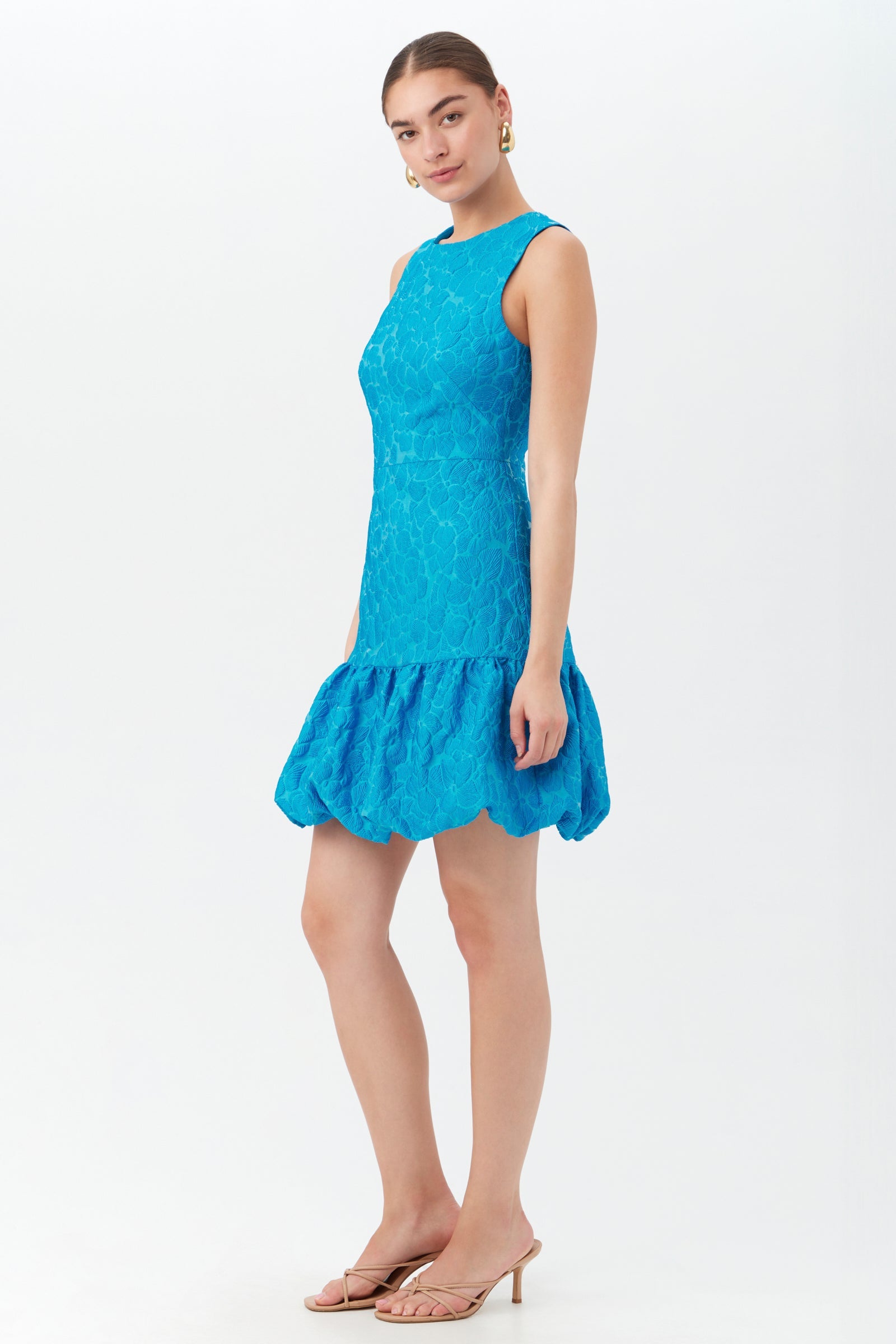 Trina Turk Chiara Villa Jovis Jacquard Bubble-Hem Dress