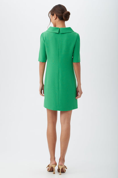 Trina Turk Maleko Short-Sleeve Shift Dress With Folded Collar