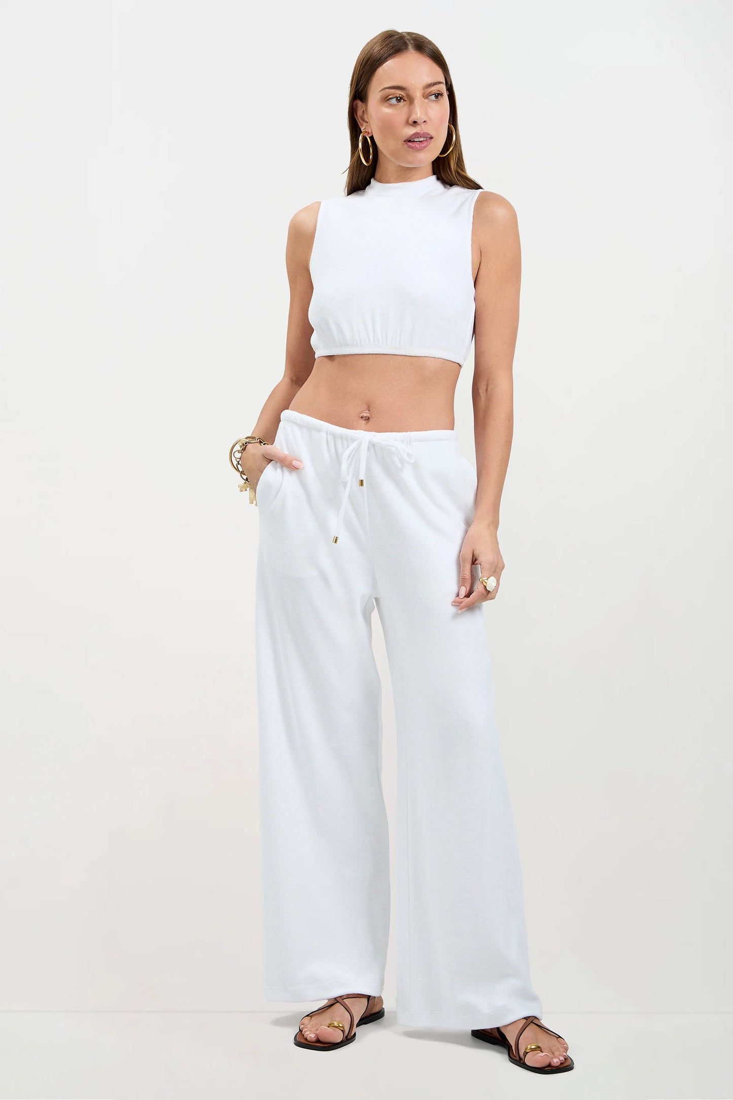 Trina Turk Nelda Sleeveless Crop Top - Poolside Terry