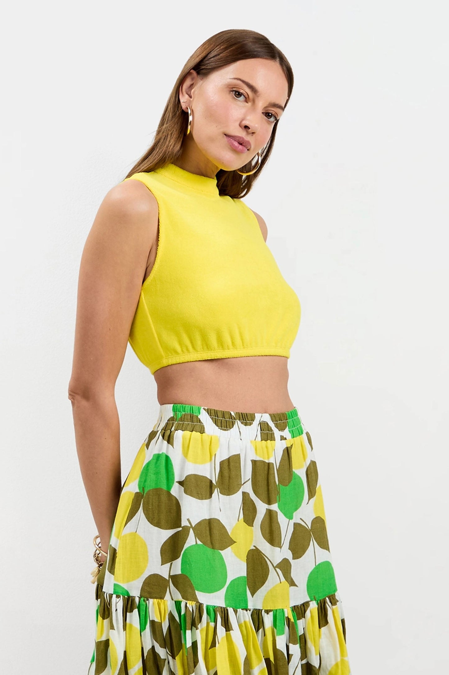 Trina Turk Nelda Sleeveless Crop Top - Poolside Terry