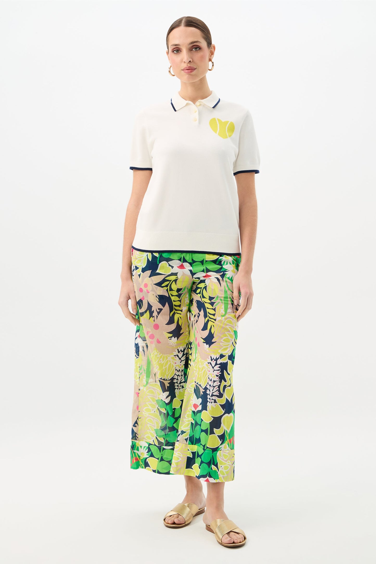 Trina Turk Serena Tennis Heart Short-Sleeve Polo