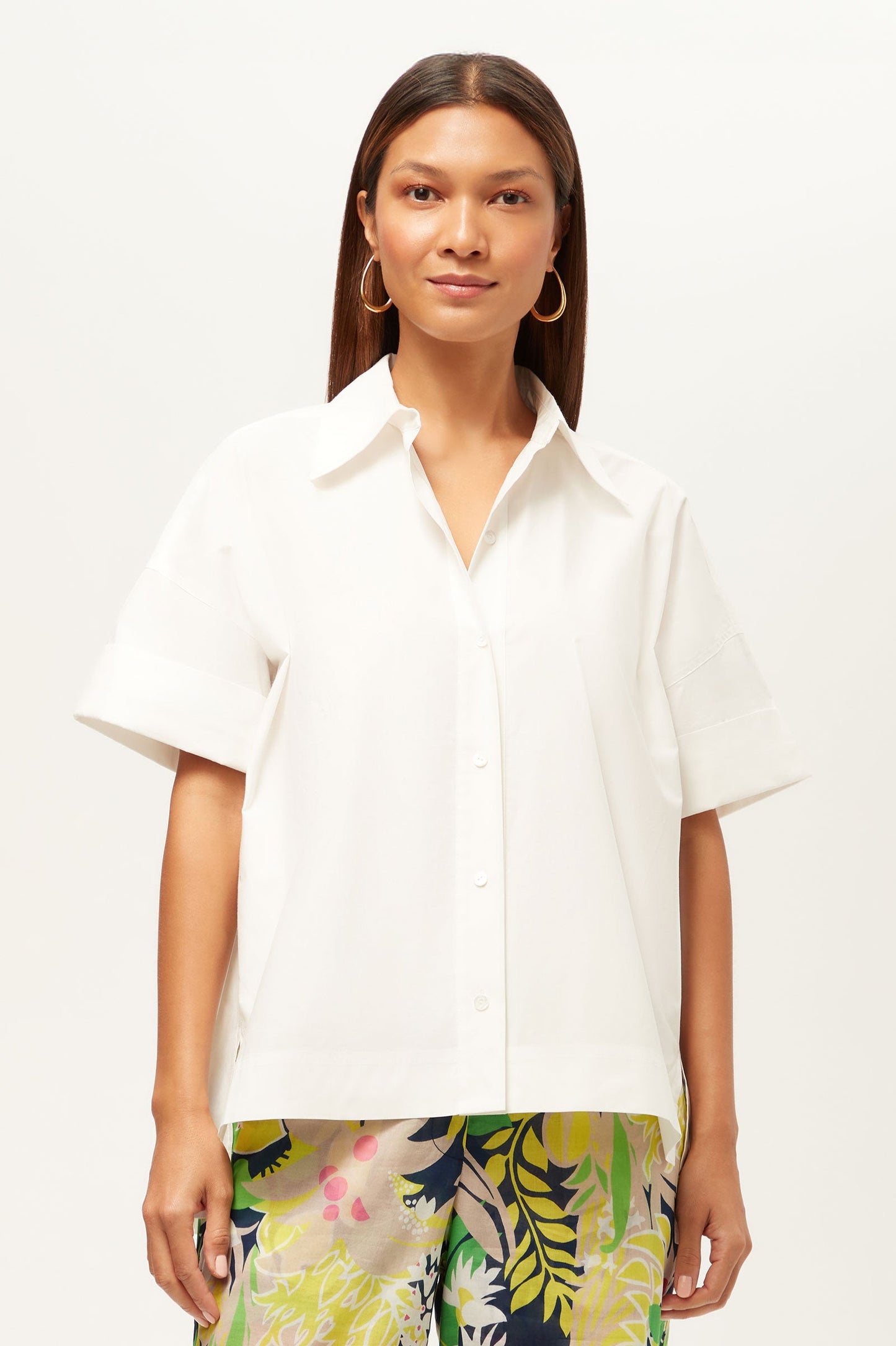 Trina Turk Opponent Short-Sleeve Button-Up Top