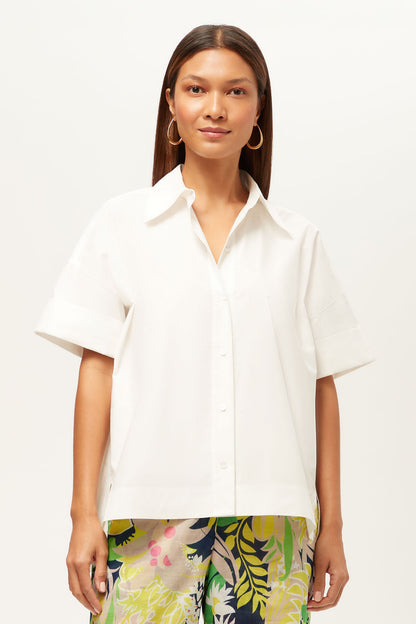 Trina Turk Opponent Short-Sleeve Button-Up Top