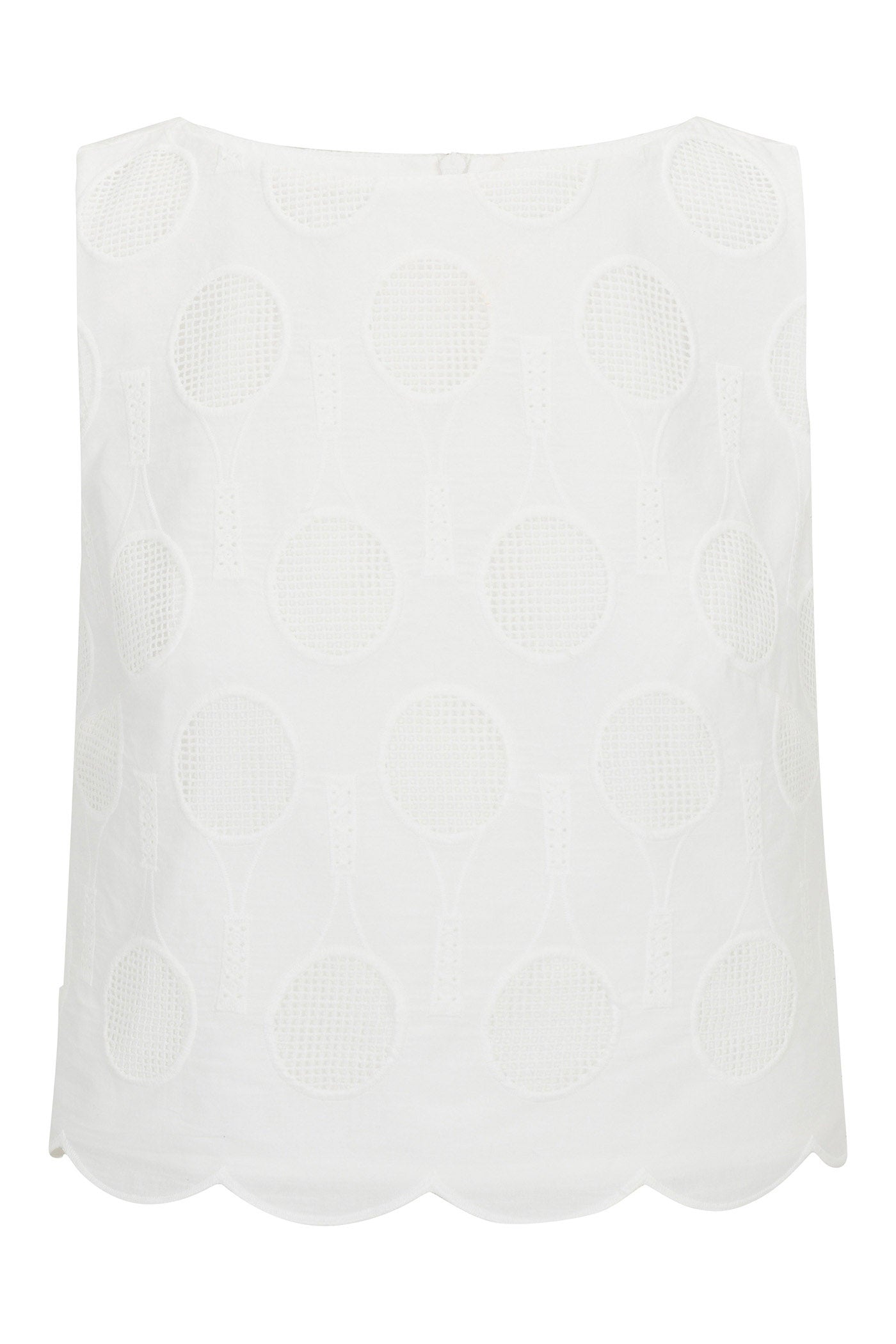Trina Turk Split Sleeveless Crop Top - Tennis Eyelet
