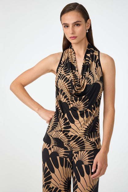 Trina Turk Mosiac Cowl Neck Top - Juniper Jersey