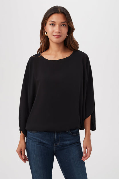Trina Turk Manhattan Relaxed Short Dolman Sleeve Blouson Top