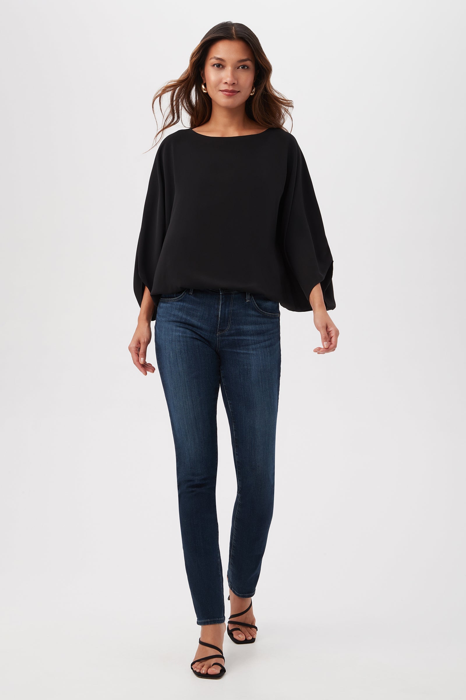 Trina Turk Manhattan Relaxed Short Dolman Sleeve Blouson Top