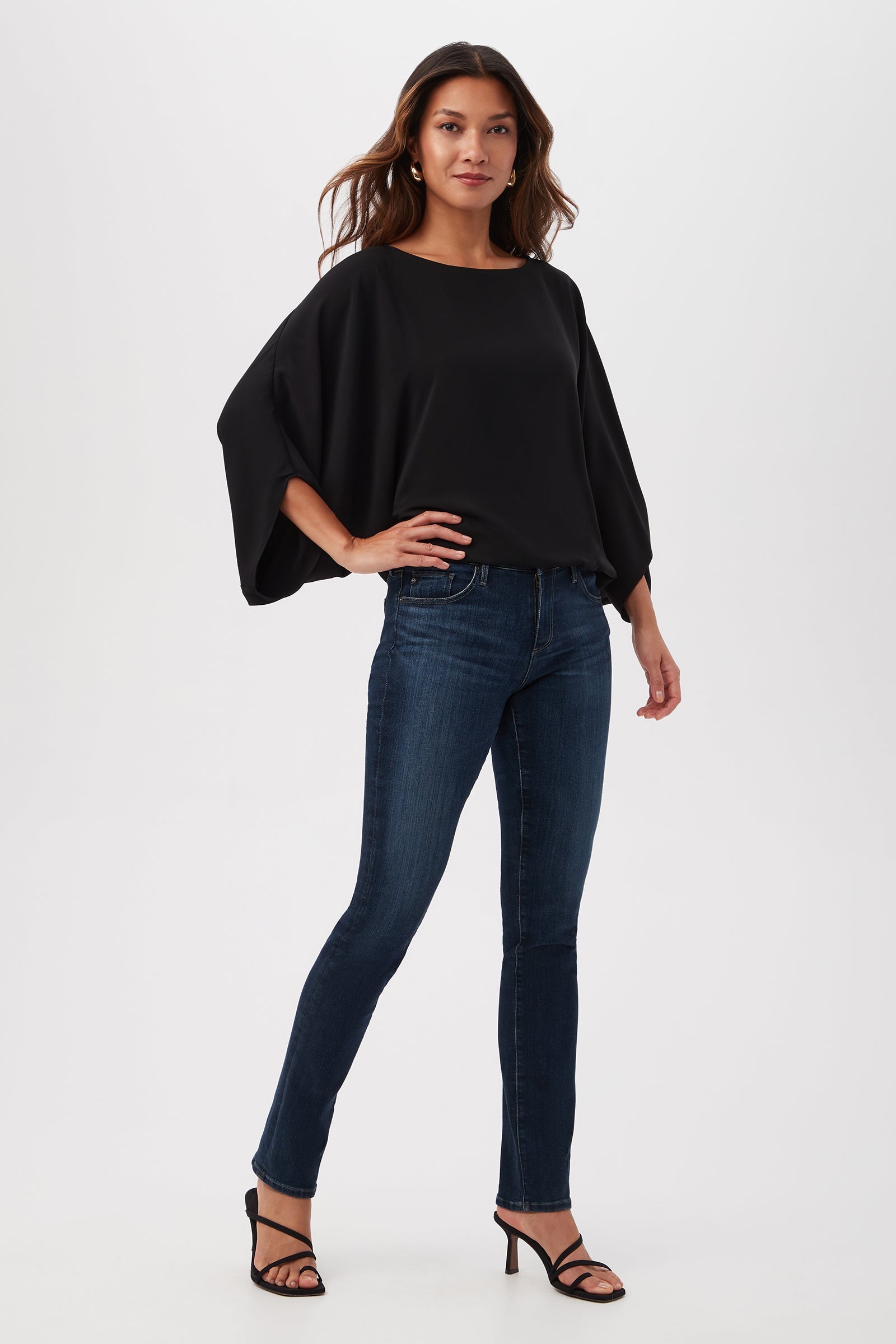 Trina Turk Manhattan Relaxed Short Dolman Sleeve Blouson Top