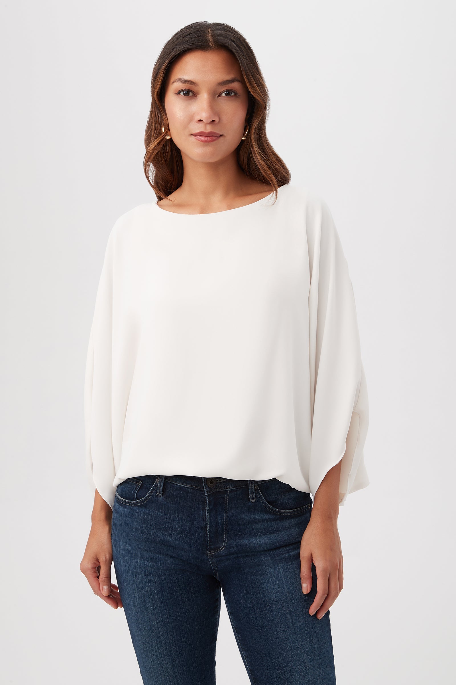 Trina Turk Manhattan Relaxed Short Dolman Sleeve Blouson Top