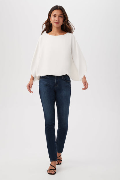 Trina Turk Manhattan Relaxed Short Dolman Sleeve Blouson Top