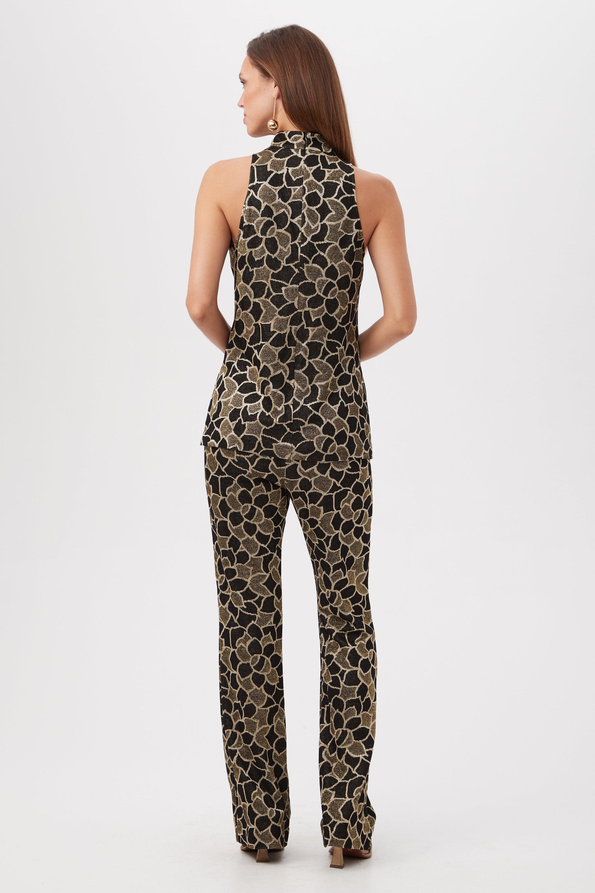 Trina Turk Northern Lights Knit Jacquard Sleeveless Mockneck Tunic Top