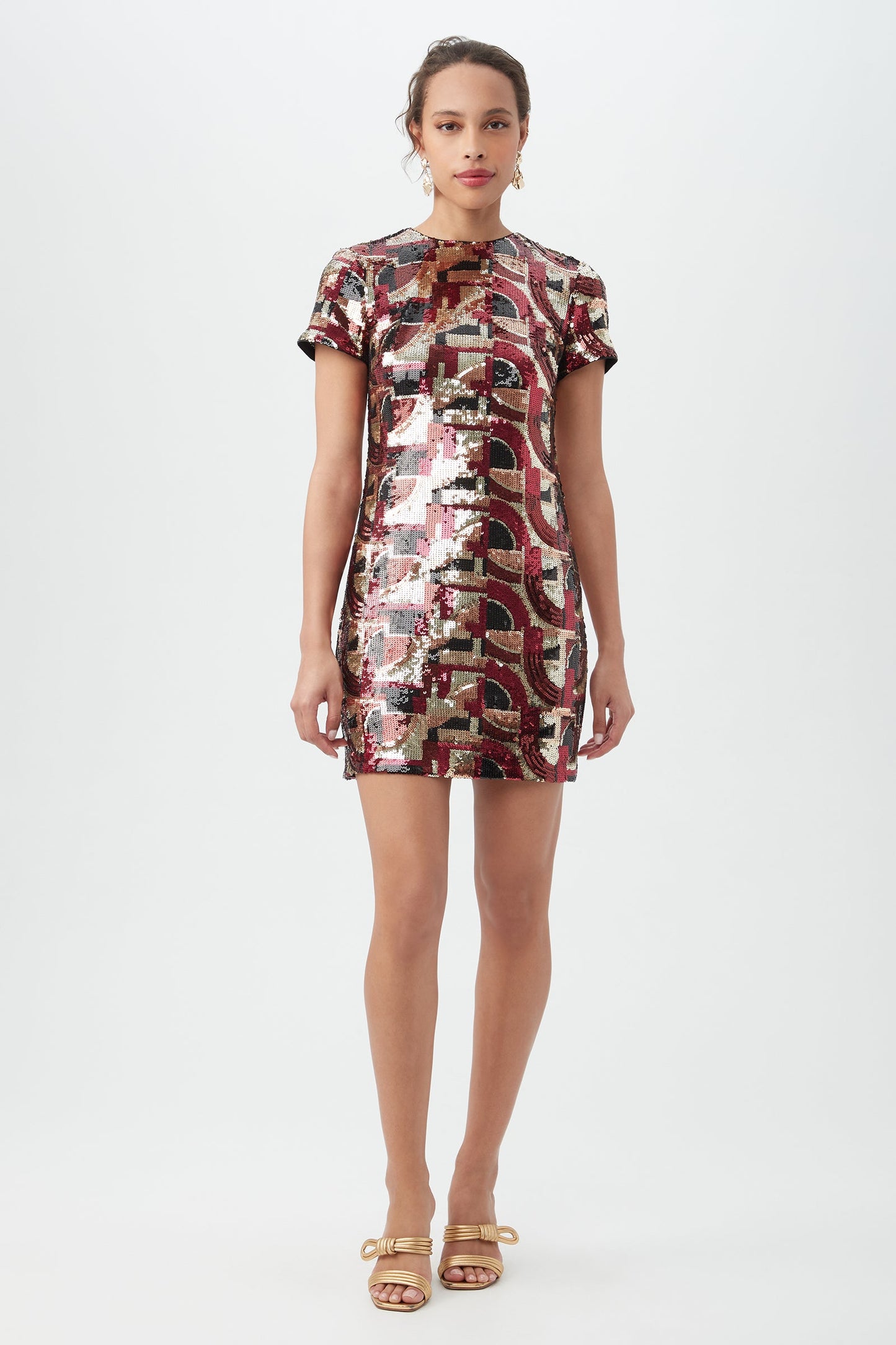 Trina Turk Lupine 2 Galerie Arte Sequin Short-Sleeve Shift Dress