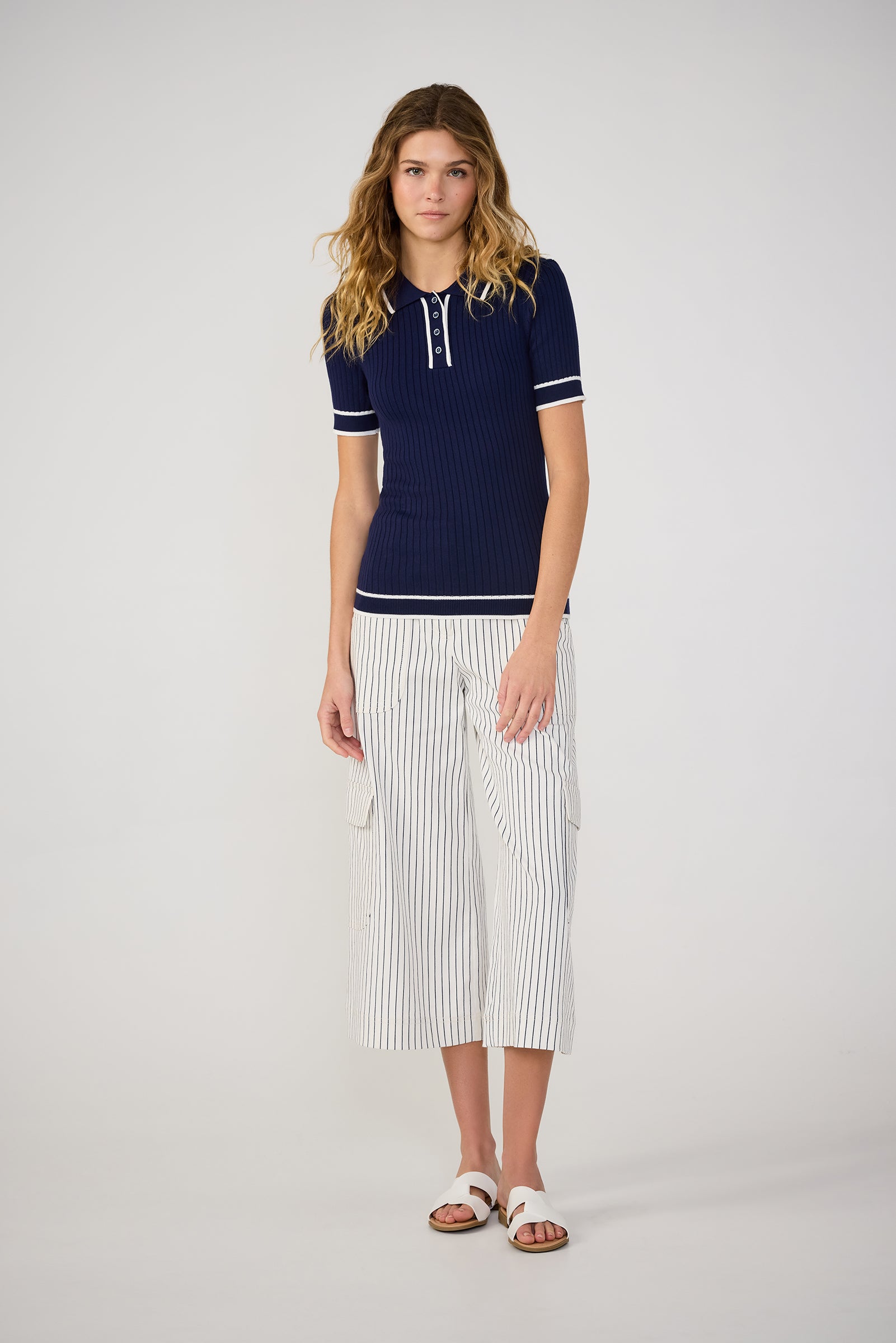 Trina Turk Stance Contrast Trim Short-Sleeve Polo