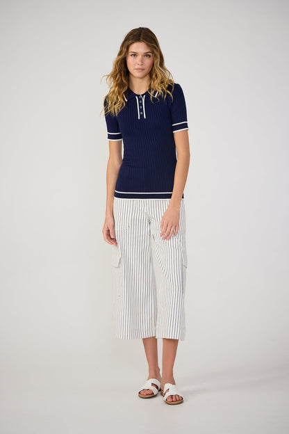 Trina Turk Stance Contrast Trim Short-Sleeve Polo