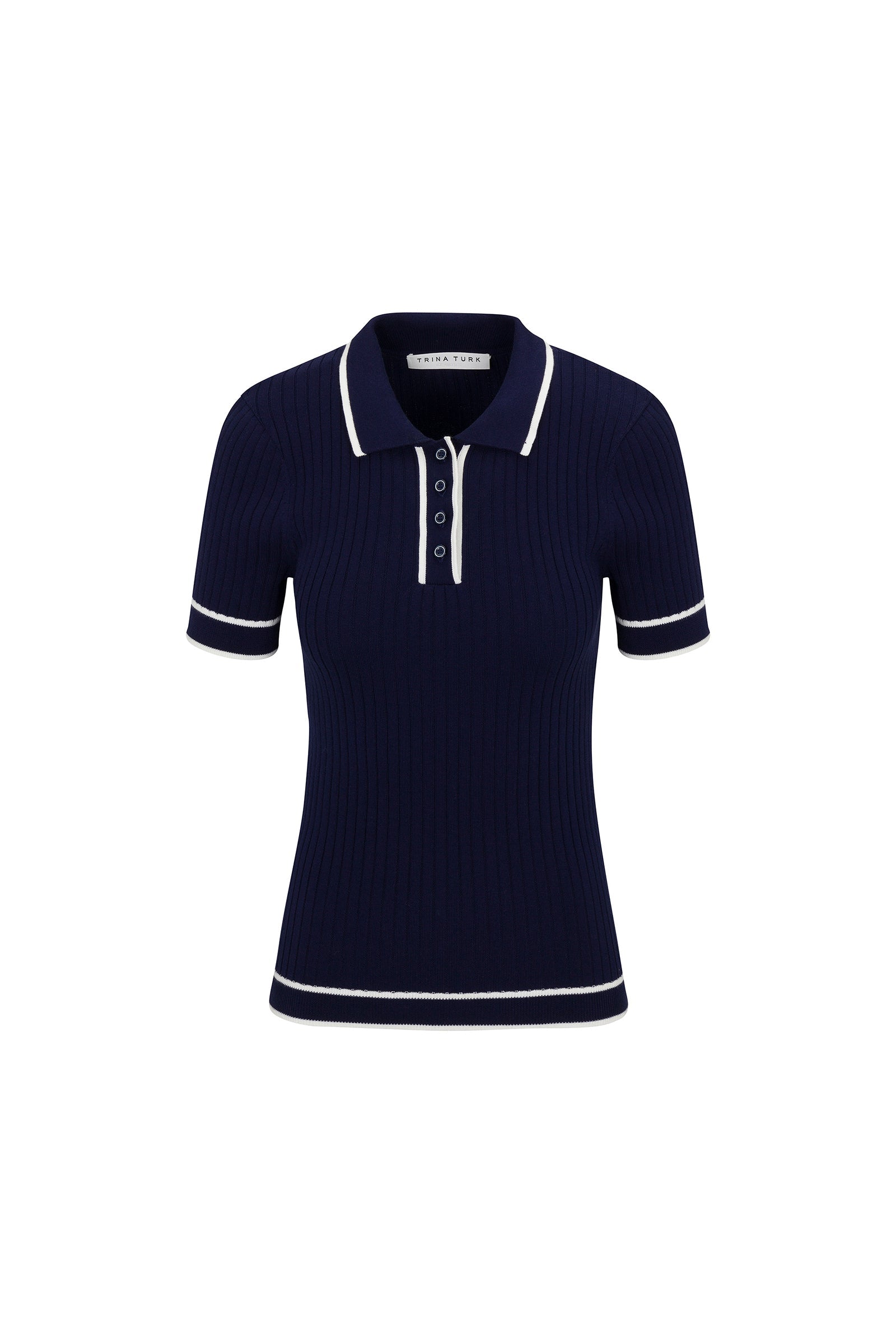 Trina Turk Stance Contrast Trim Short-Sleeve Polo
