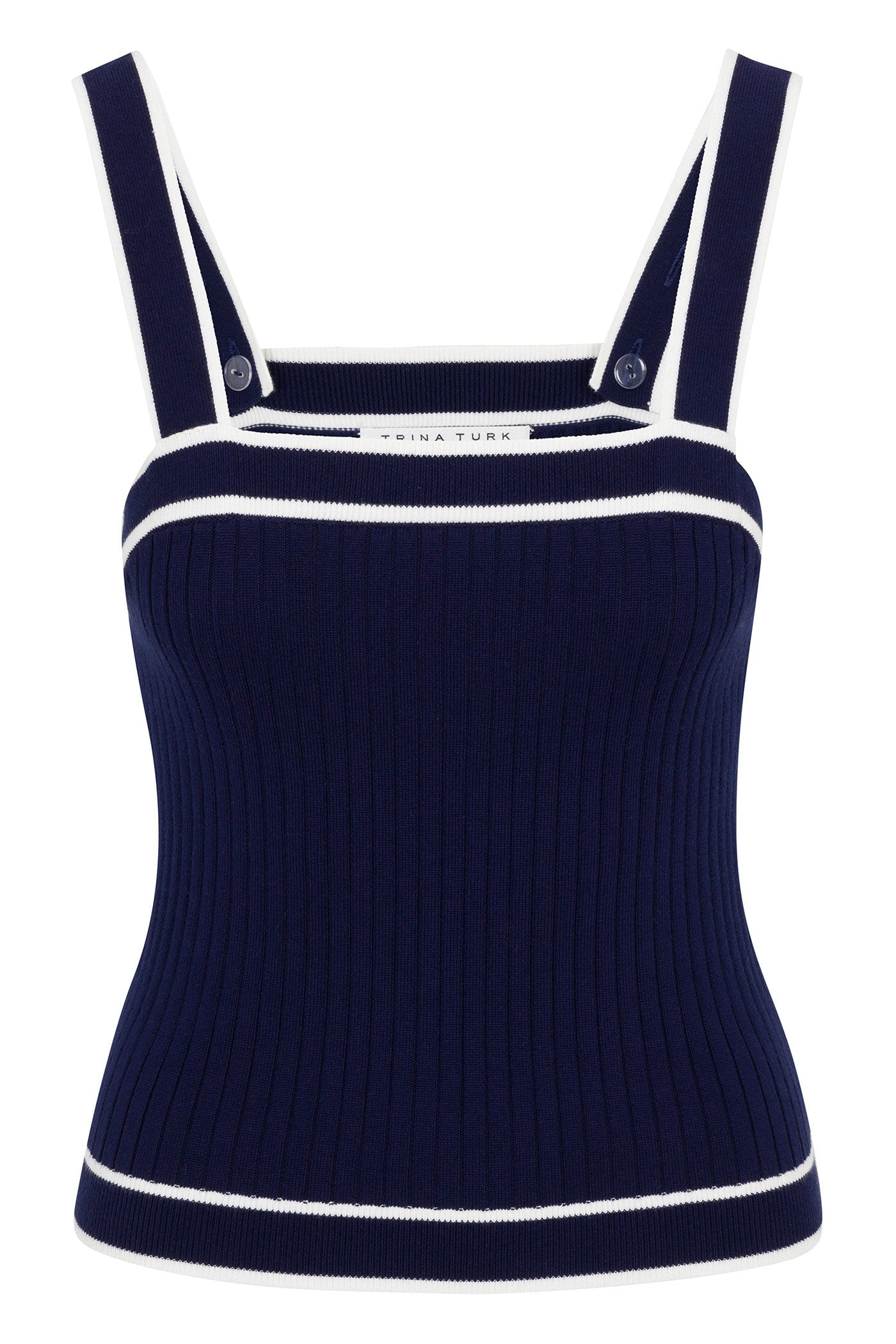 Trina Turk Break Point Contrast Trim Knit Cami Top